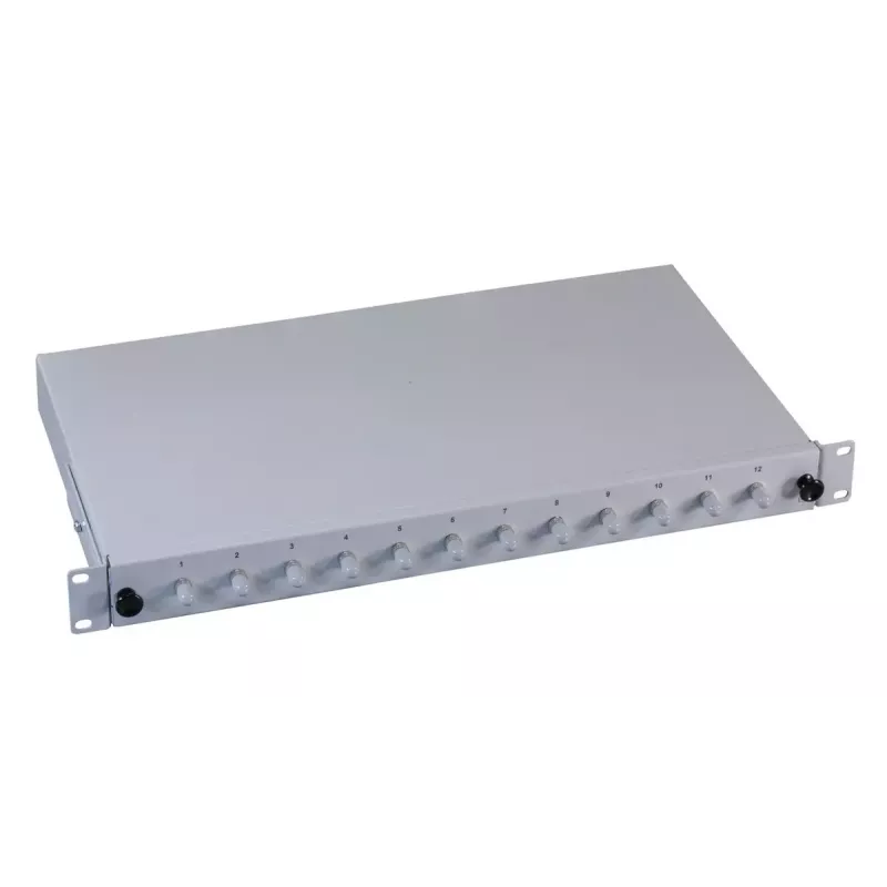 Patchpanel 1U EFB Elektronik B71006.12OM4 — ST-Glasfasersteckverbinder, Metall, 483×44,5×244 mm
