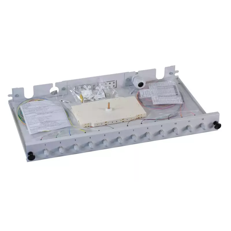 Patchpanel 1U EFB Elektronik B71006.12OM4 — ST-Glasfasersteckverbinder, Metall, 483×44,5×244 mm