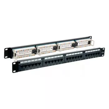 Patchpanel EFB Elektronik 37585.1, 24-Port RJ-45, 1HE Rack, 5000 Mbit/s, vergoldete Kontakte, schwarz