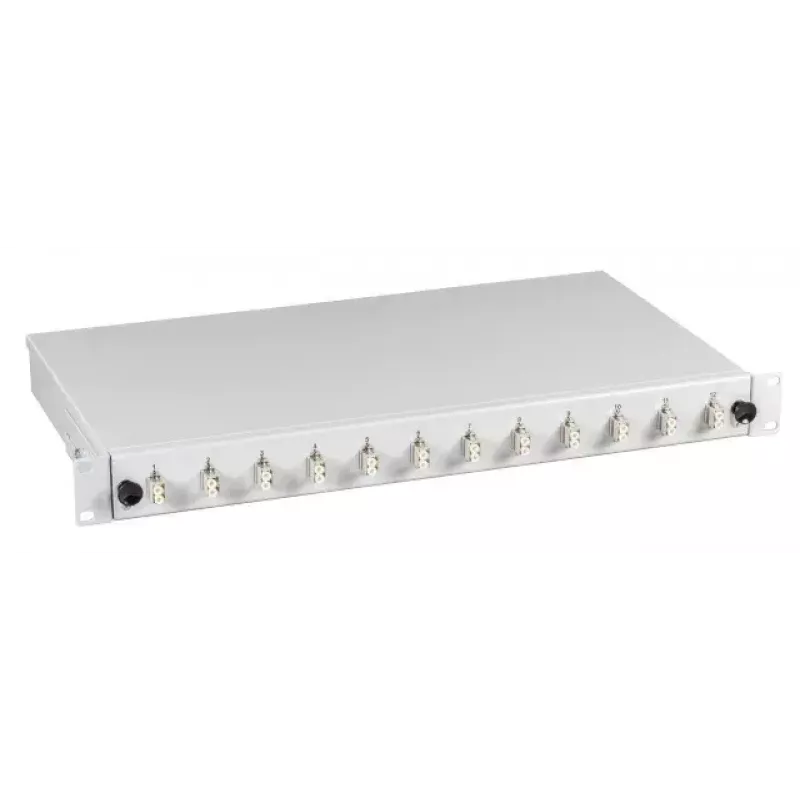 Patchpanel EFB Elektronik BA71901.12OM4 – 12‑Port LC, OM4, grau, 483×44,5×244 mm