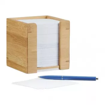 Notizspender Relaxdays Bambus, 900 Blatt, 105x105x105 mm