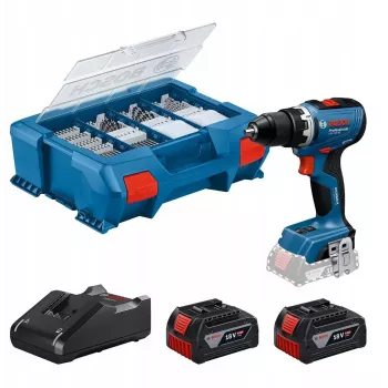 Akku-Bohrschrauber Bosch GSR 18V-65, 18 V, Kit mit 2x 4,0 Ah Akkus und L-Boxx