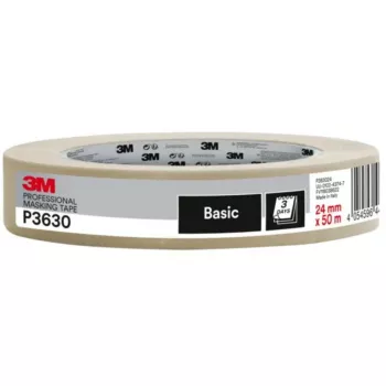 Masking Tape 3M Scotch PRO 24 mm x 50 m beige — Malerabdeckband, mittlere Breite, Malerkrepp für saubere Farbkanten, temporären Oberflächenschutz und leichte Bündelung