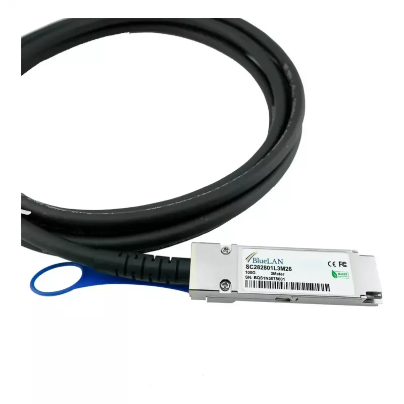 BlueOptics QSFP28 DAC 1 m Kabel SFP-DAC100-1M-BL, 100GBASE-CR4, QSFP28–QSFP28, Schwarz