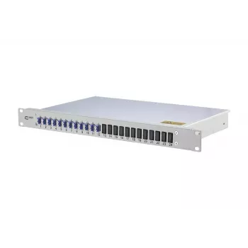 BTR Rackmount-Glasfaser-Patchpanel METZ CONNECT OpDAT 1U – LC-Anschlüsse, grau, 482,6×44,5×244,5 mm