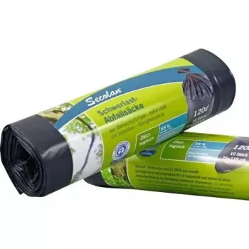 Secolan extra starke Müllbeutel 120 L, Packung 1×10, grau/schwarz