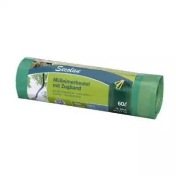 Müllbeutel Secolan 9100000779 60 L grün mit Zugband