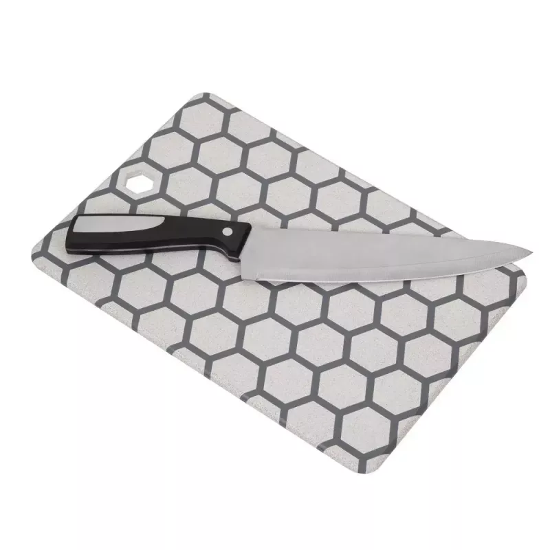 Resto Kitchenware 95402 Rechteckiges Kunststoff-Schneidebrett Grau Weiß