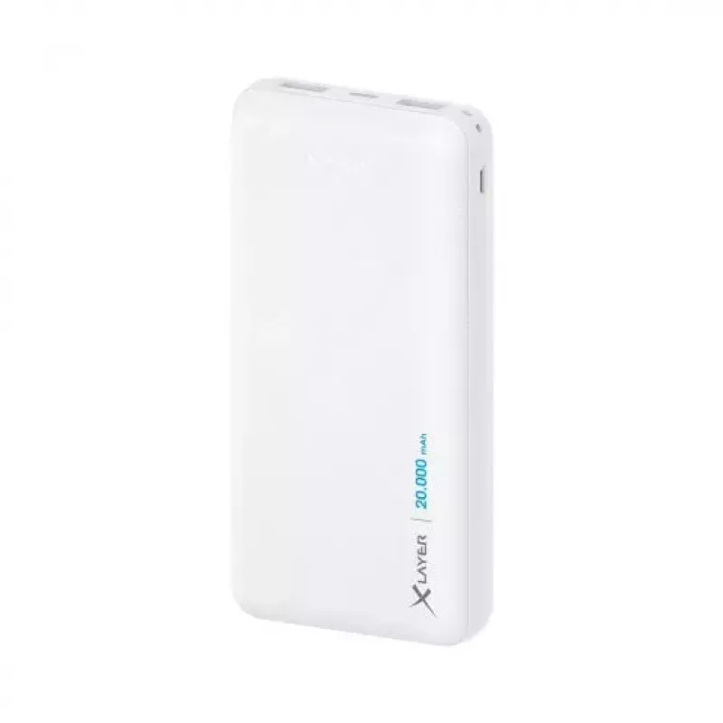Powerbank XLAYER 217286 — 20000 mAh LiPo, 2× USB-A, 1× USB-C, Weiß