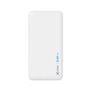 Powerbank XLAYER 217286 — 20000 mAh LiPo, 2× USB-A, 1× USB-C, Weiß