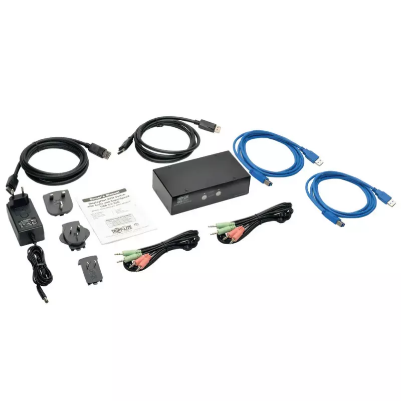 2-Port DisplayPort KVM-Switch mit Audio und USB 3.0 Hub EATON B004-DPUA2-K — DisplayPort, USB-Tastatur/Maus, 2560×1600, 1,2 m Kabel