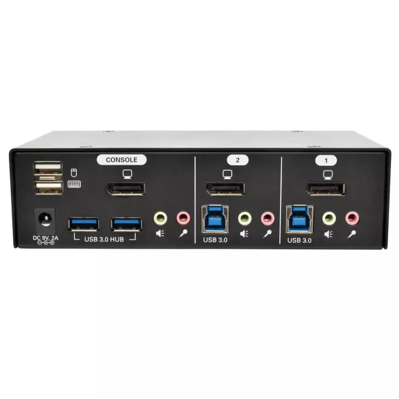 2-Port DisplayPort KVM-Switch mit Audio und USB 3.0 Hub EATON B004-DPUA2-K — DisplayPort, USB-Tastatur/Maus, 2560×1600, 1,2 m Kabel