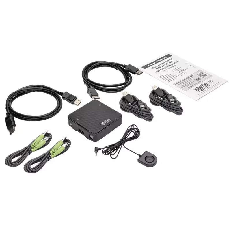 KVM-Switch 2-Port DisplayPort Tripp Lite B004-DP2UA2-K, 4K@60Hz, USB-Tastatur/Maus, Audio, Kabel