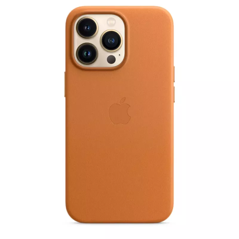 Leder-MagSafe-Hülle für iPhone 13 Pro von Apple – Braun/Gold, für 6,1 Zoll