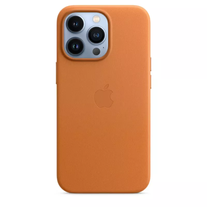 Leder-MagSafe-Hülle für iPhone 13 Pro von Apple – Braun/Gold, für 6,1 Zoll