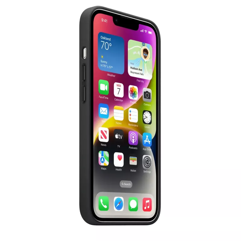 Abdeckung Apple iPhone 14 Leder Case mit MagSafe Mitternacht Schwarz