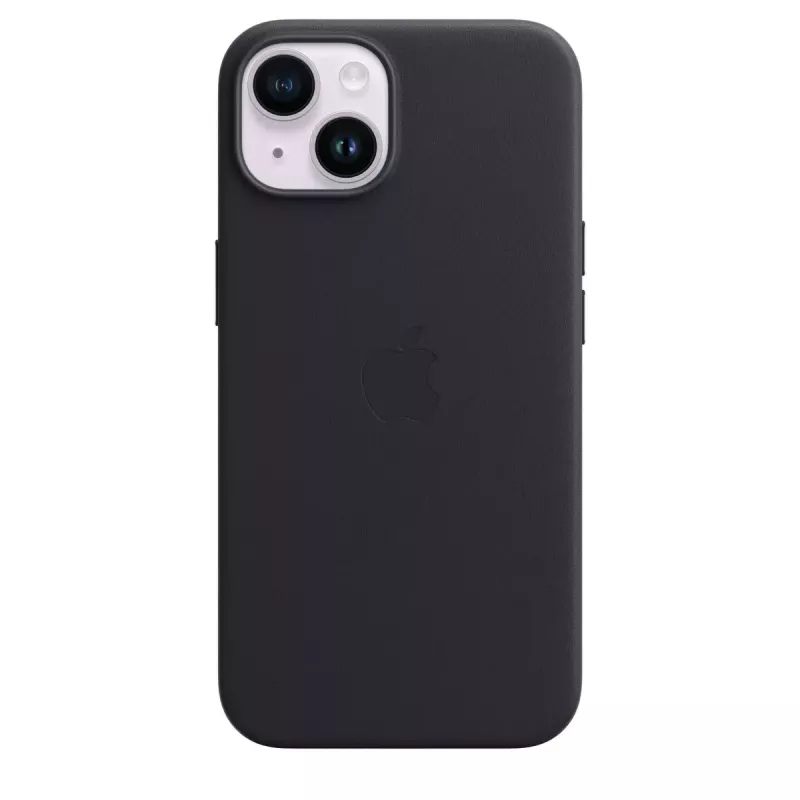 Abdeckung Apple iPhone 14 Leder Case mit MagSafe Mitternacht Schwarz