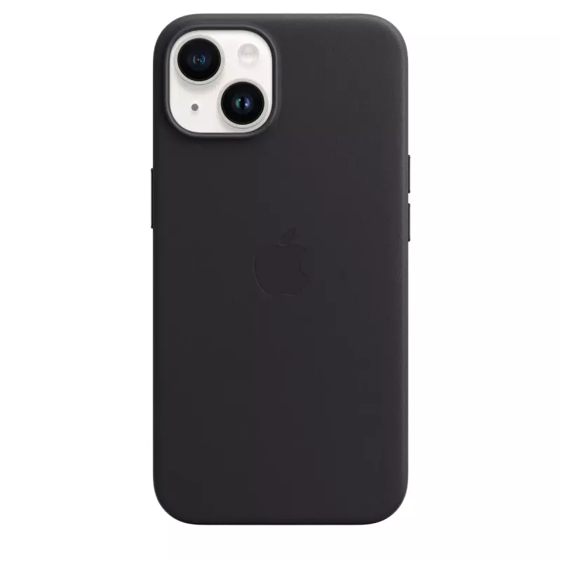 Abdeckung Apple iPhone 14 Leder Case mit MagSafe Mitternacht Schwarz