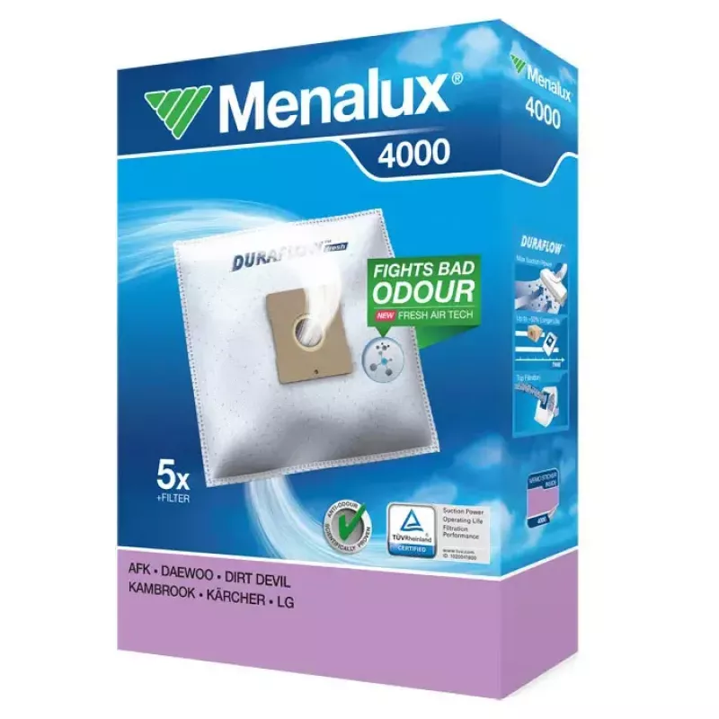 Staubsaugerbeutel Menalux 4000 für Bodenstaubsauger 5 Beutel 1 Filter