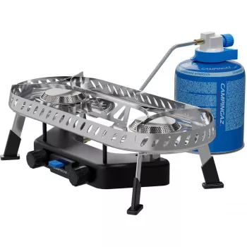 Tragbarer Campingaz Camp & Trek Twin Connect Gaskocher – Zweiflammiger tragbarer Campingkocher, Twin Connect System