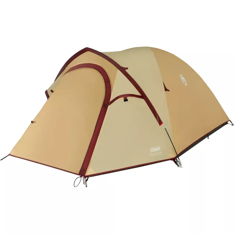 Zelt COLEMAN Darwin 3 Plus Summer – 3‑Personen, Sommermodell, beige/dunkelrot