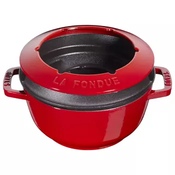 Fondue-Set Staub 18 cm Cherry, rund 0,25 L, 187×100 mm, 4,6 kg