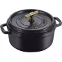 Runde Cocotte aus Gusseisen Staub La Cocotte Buster & Punch 24 cm, schwarz