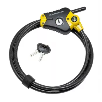 Verstellbares Sicherheitskabel Python MASTER LOCK 1,8 m x 10 mm Schwarz Gelb