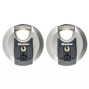 Discus-Vorhängeschloss MASTER LOCK 70 mm Edelstahl gleichschließend 2er-Pack
