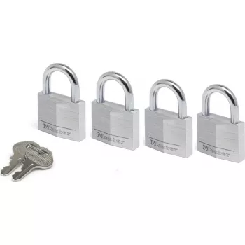 Vorhängeschloss MASTERLOCK 9140EURQNOP 40 mm — Set mit 4 Vorhängeschlössern mit Messinggehäuse und Zahlenkombination