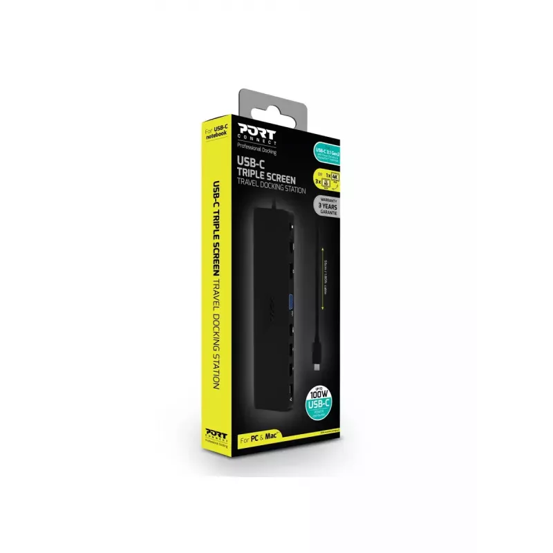 Laptop-Dockingstation Port Replicator Port Designs 901906-W USB 3.2 Gen 2 Typ-C Schwarz