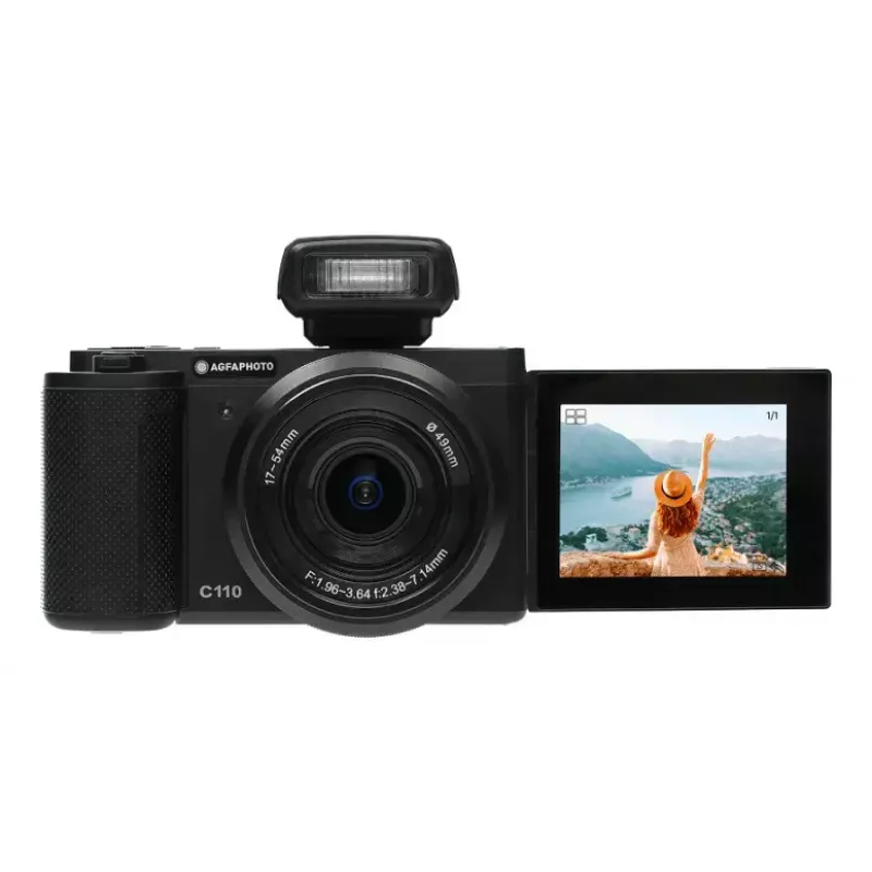 Kompaktkamera AgfaPhoto Realishot C110 – 24 MP, 1/3,06 Zoll CMOS, 3-fach optischer Zoom, 4K, WLAN, 2,8 Zoll Touchscreen, schwarz