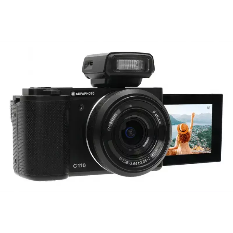 Kompaktkamera AgfaPhoto Realishot C110 – 24 MP, 1/3,06 Zoll CMOS, 3-fach optischer Zoom, 4K, WLAN, 2,8 Zoll Touchscreen, schwarz