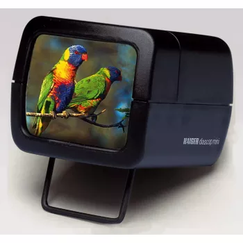 Diaprojektor KAISER 2010 — kompakte 3-fache Vergrößerung, 75×105×60 mm, 1,5 V Batterie