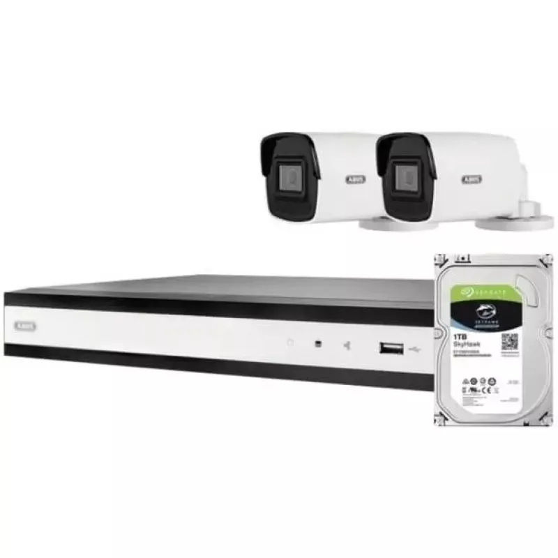 Mini-PoE-Tubus-Überwachungssystem ABUS TVVR36423T mit 2 PoE-Mini-Tubuskameras und Netzwerk-Recorder