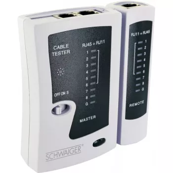 Netzwerkkabeltester Schwaiger NWM1 531 RJ-11 RJ-45 Schwarz Weiß