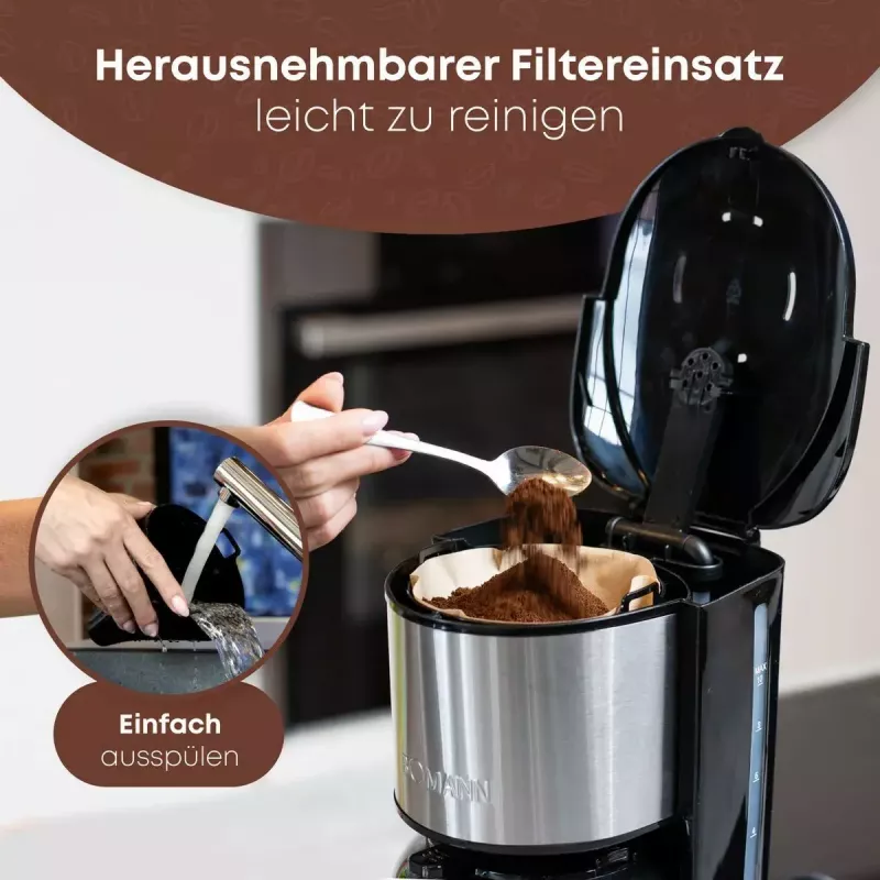 Filterkaffeemaschine BOMANN KA6066CB 1,2 l Wassertank, 10 Tassen, schwarz & Edelstahl