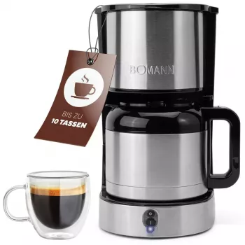 Filterkaffeemaschine BOMANN KA6066CB 1,2 l Wassertank, 10 Tassen, schwarz & Edelstahl