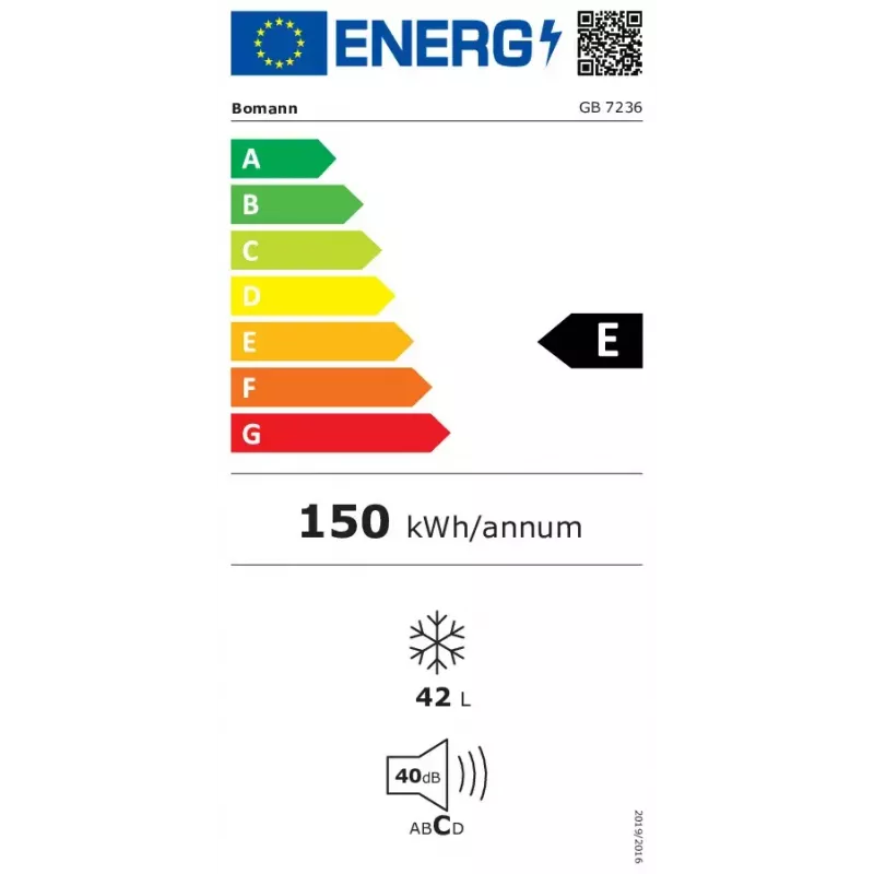 Gefrierschrank BOMANN GB 7236, 42 l, schwarz, manuelle Abtauung, ≤ -18 °C, stufenlose Regelung
