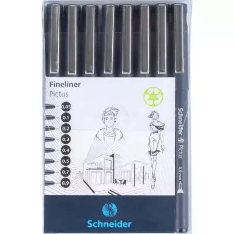Fineliner Schneider Schreibgeräte Pictus Schwarz 8 Stück