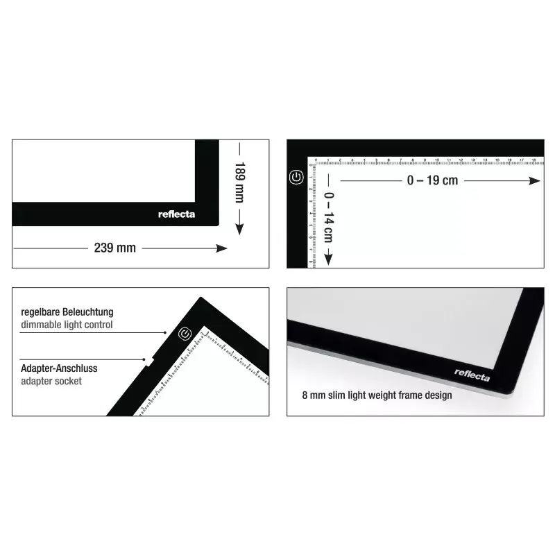 Einzelbilderrahmen Reflecta LED Light Pad A5 Super schlank Schwarz 19x14 cm