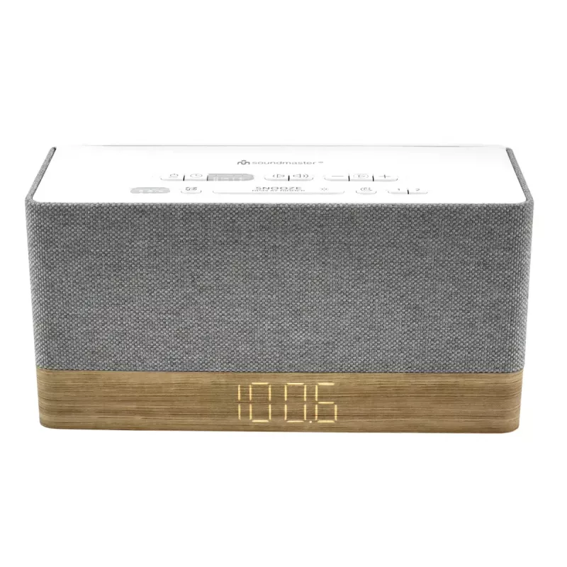 Uhrenradio Soundmaster UR630WE – FM/PLL/UKW, 6 W RMS, grau/weiß, AC- und AAA-batteriebetrieben
