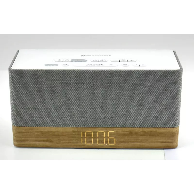Uhrenradio Soundmaster UR630WE – FM/PLL/UKW, 6 W RMS, grau/weiß, AC- und AAA-batteriebetrieben
