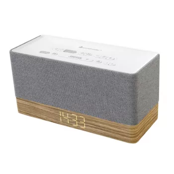Uhrenradio Soundmaster UR630WE – FM/PLL/UKW, 6 W RMS, grau/weiß, AC- und AAA-batteriebetrieben