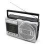 Tragbarer Kassettenspieler Soundmaster RR20SI — FM/MW/KW-Radio, 3 W RMS, 3,5 mm Kopfhörer, Schwarz/Silber