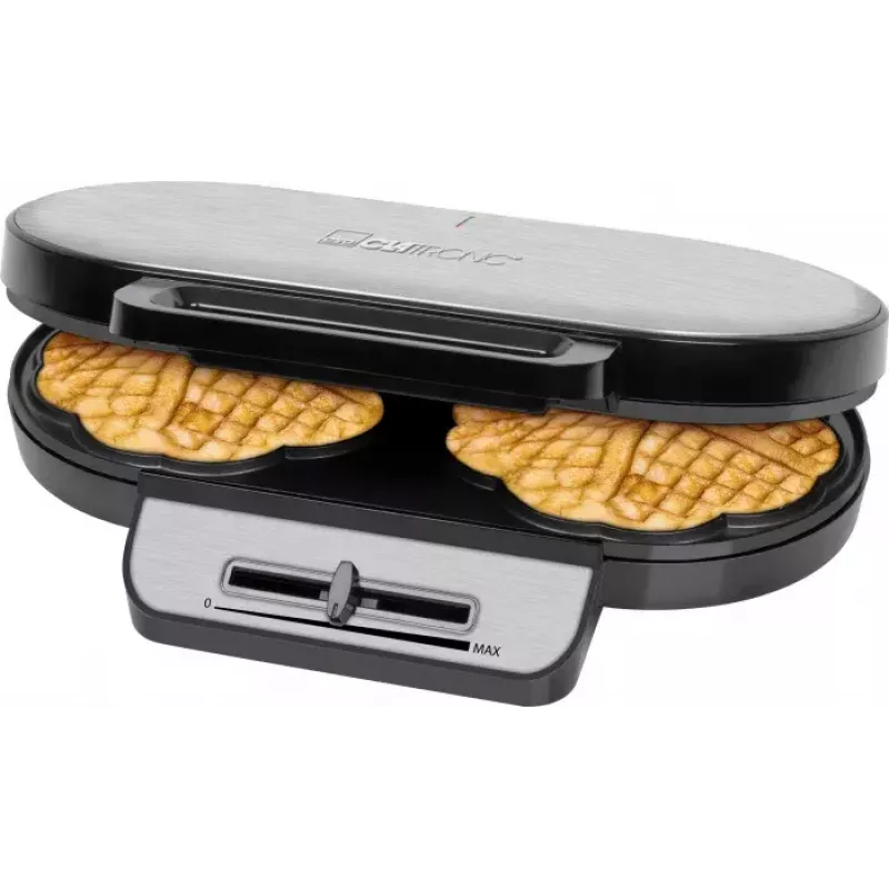 Waffeleisen CLATRONIC WA3745, 2 Waffeln, 1200 W, Edelstahleinsatz, antihaftbeschichtete Platten, grau