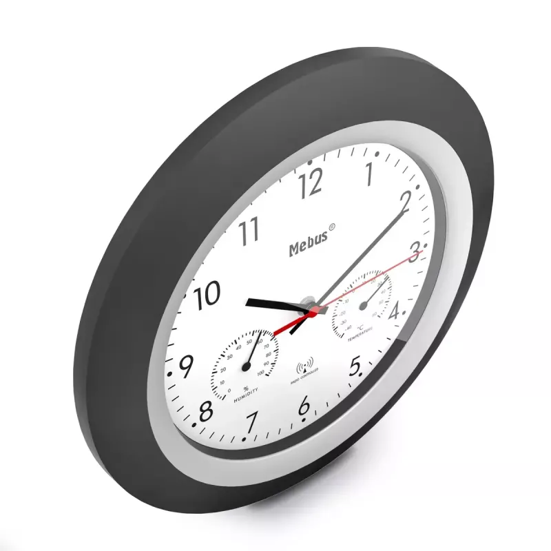 Digitaluhr Mebus 19449 Rund Schwarz Weiß Batterie AA 30 cm