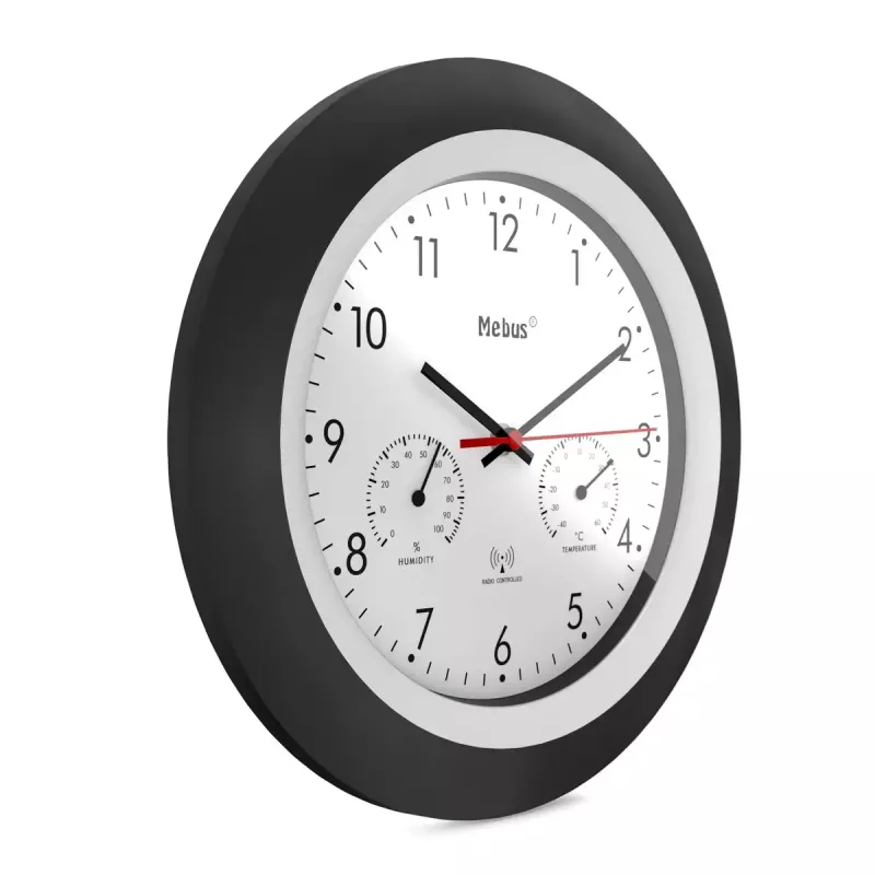 Digitaluhr Mebus 19449 Rund Schwarz Weiß Batterie AA 30 cm