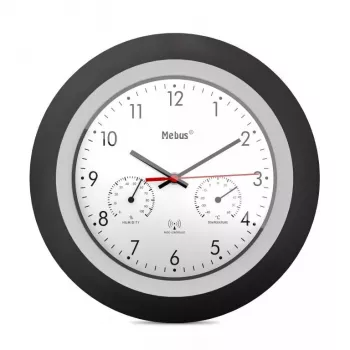 Digitaluhr Mebus 19449 Rund Schwarz Weiß Batterie AA 30 cm