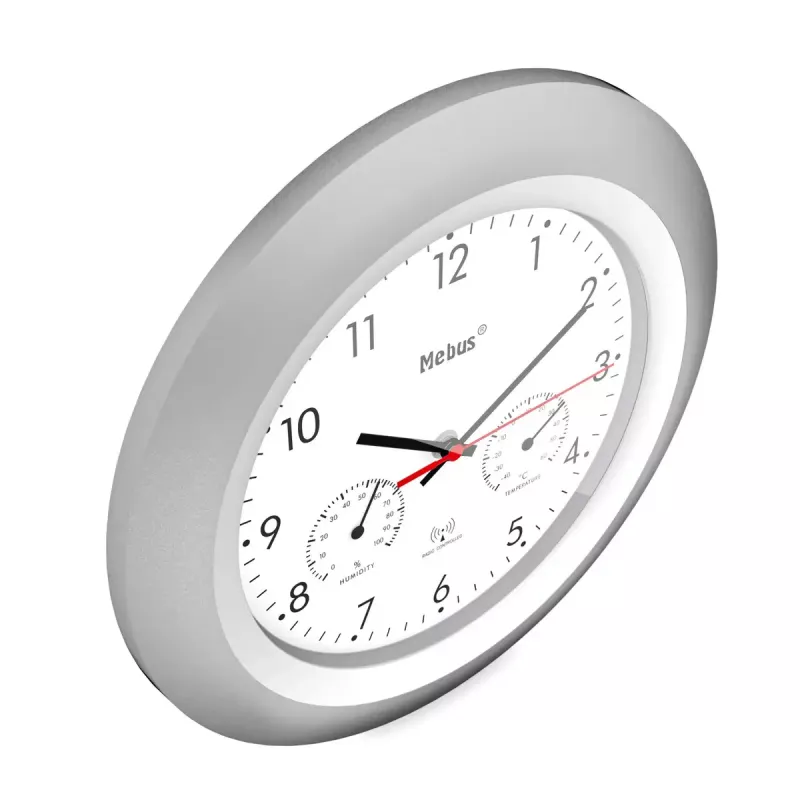 Digitaluhr Mebus 19450 Rund Silber Weiß Batteriebetrieben